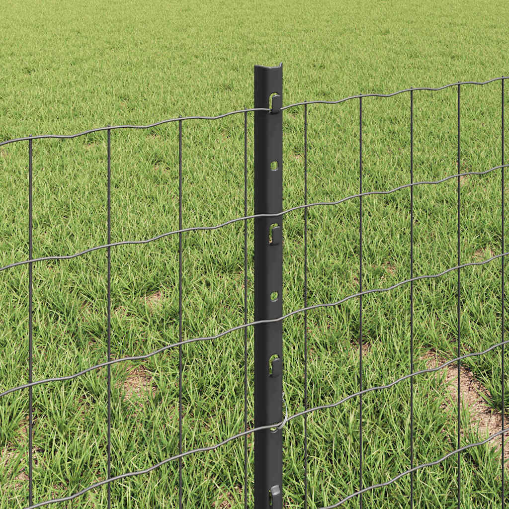 Euro Fence with Post 10 x 0.4 m PVC-Coated Steel Grey Mesh