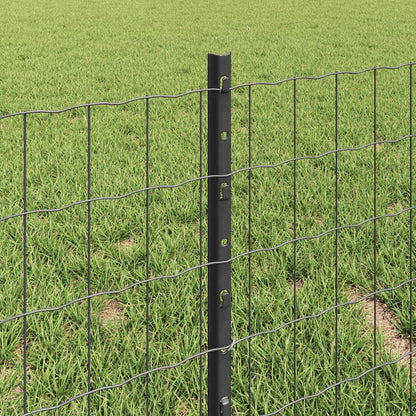 Euro Fence with Post 10 x 0.4 m PVC-Coated Steel Grey Mesh