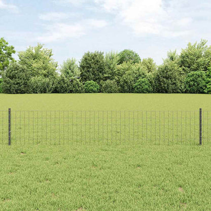 Euro Fence with Post 10 x 0.4 m PVC-Coated Steel Grey Mesh