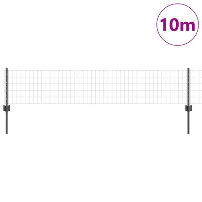 Euro Fence with Post 10 x 0.4 m PVC-Coated Steel Grey Mesh