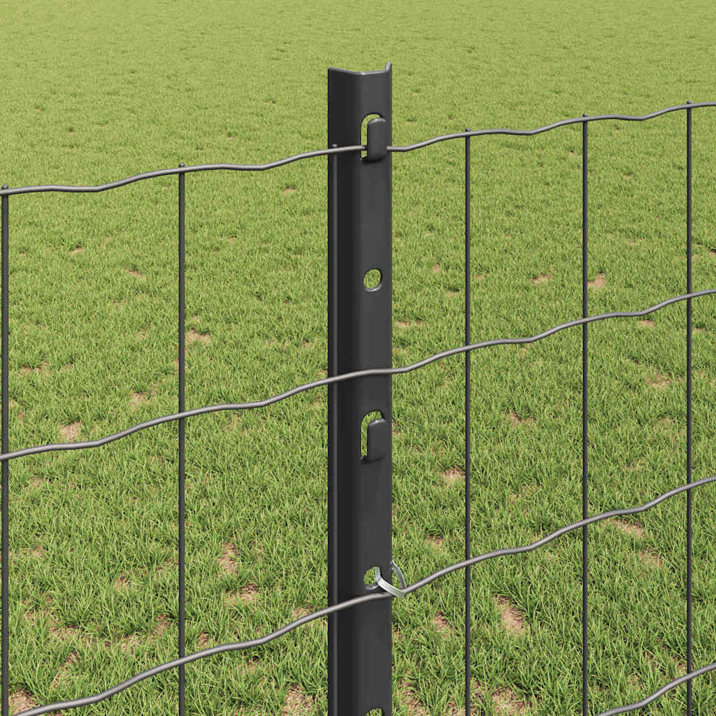 Euro Fence with Post 10 x 1.2 m PVC-Coated Steel Grey Mesh