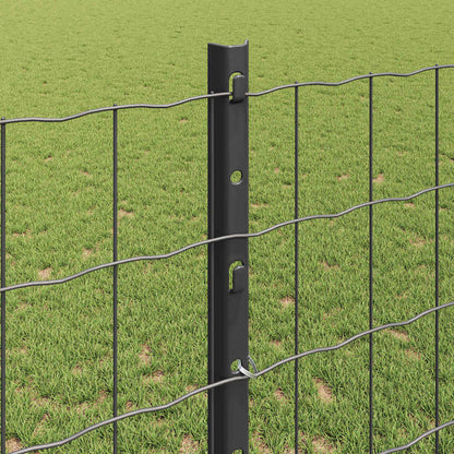 Euro Fence with Post 10 x 1.2 m PVC-Coated Steel Grey Mesh