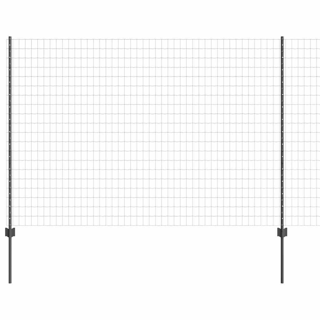 Euro Fence with Post 10 x 1.5 m PVC-Coated Steel Grey Mesh