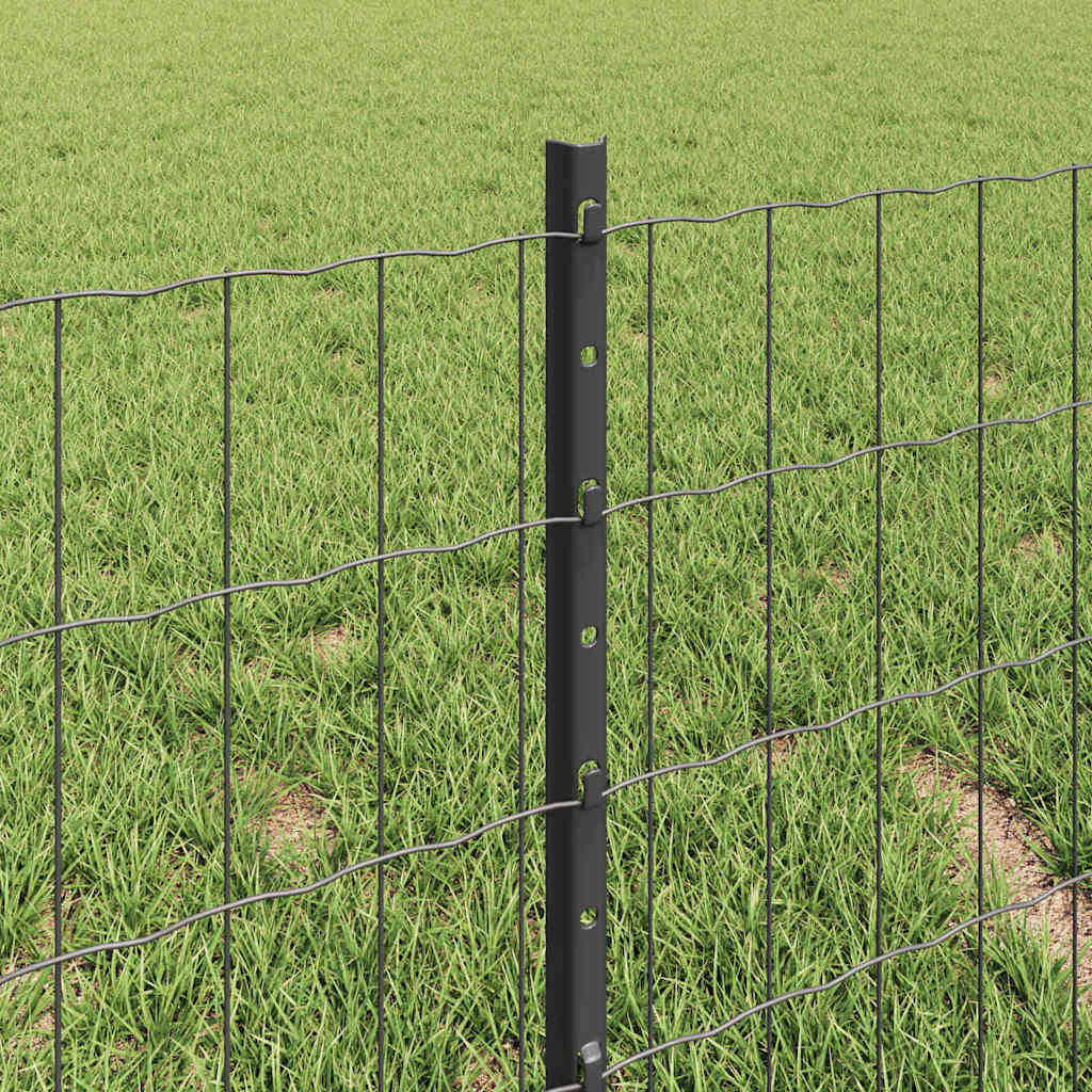 Euro Fence with Post 10 x 0.4 m PVC-Coated Steel Grey Mesh