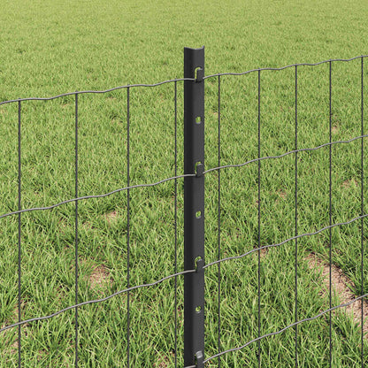 Euro Fence with Post 10 x 0.4 m PVC-Coated Steel Grey Mesh