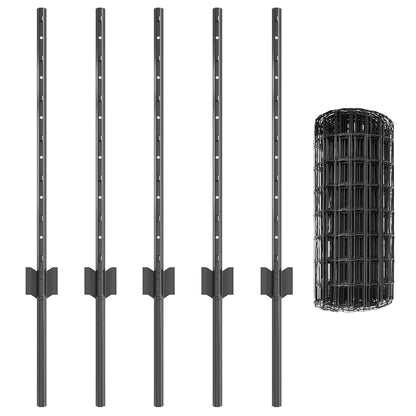 Euro Fence with Post 10 x 0.6 m PVC-Coated Steel Grey Mesh