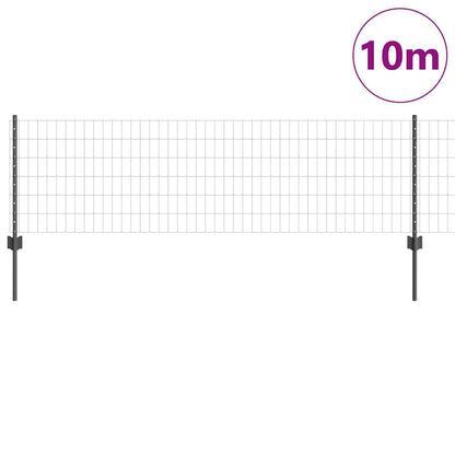 Euro Fence with Post 10 x 0.6 m PVC-Coated Steel Grey Mesh