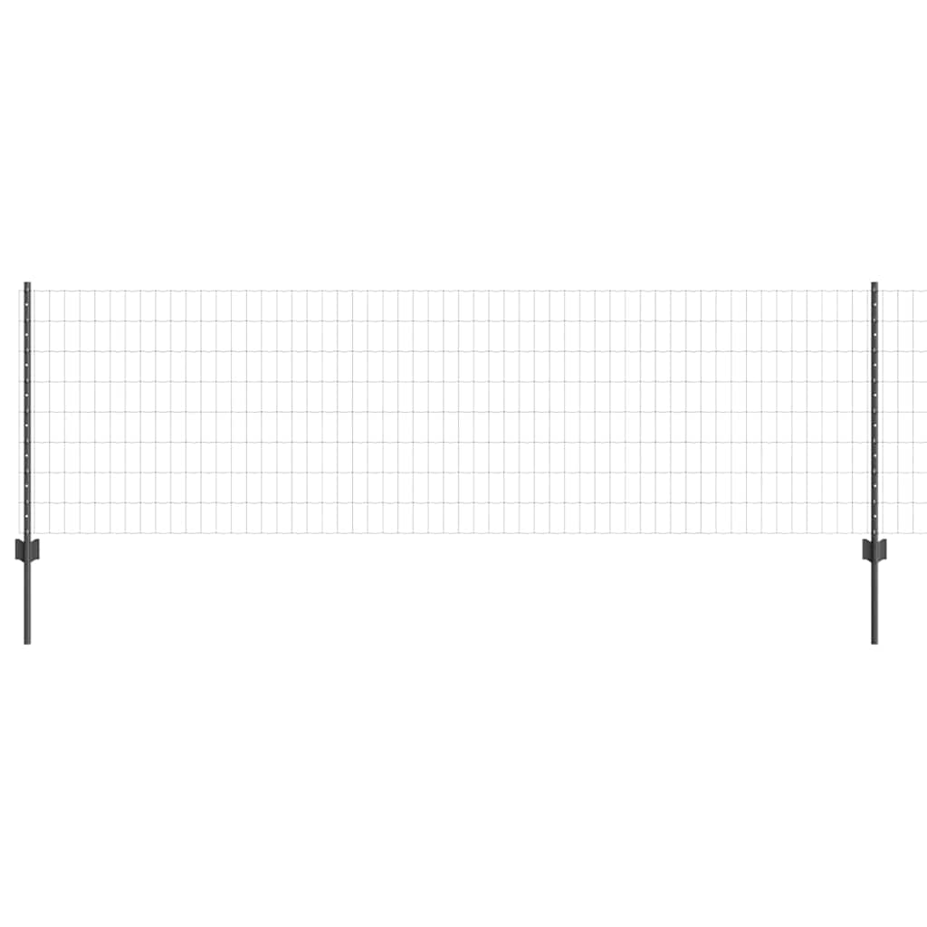 Euro Fence with Post 10 x 0.8 m PVC-Coated Steel Grey Mesh