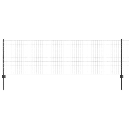 Euro Fence with Post 10 x 0.8 m PVC-Coated Steel Grey Mesh
