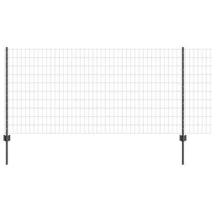 Euro Fence with Post 10 x 1 m PVC-Coated Steel Grey Mesh