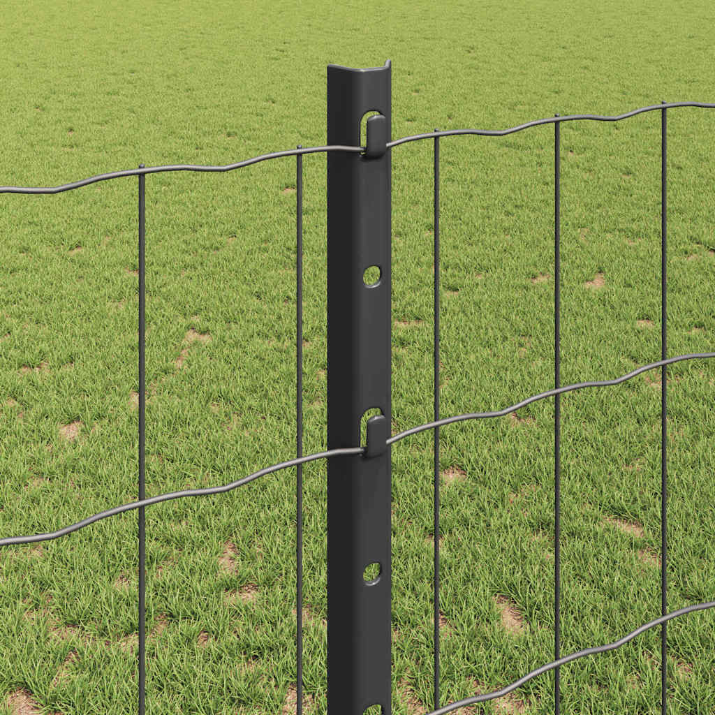Euro Fence with Post 10 x 1.2 m PVC-Coated Steel Grey Mesh