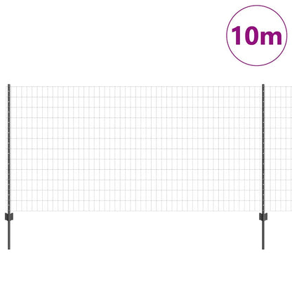 Euro Fence with Post 10 x 1.2 m PVC-Coated Steel Grey Mesh