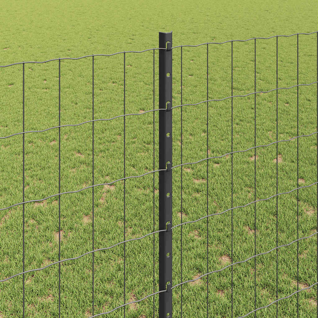 Euro Fence with Post 10 x 1.4 m PVC-Coated Steel Grey Mesh