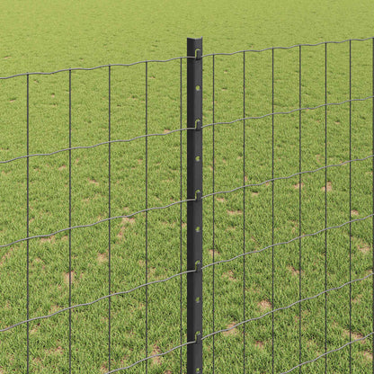 Euro Fence with Post 10 x 1.4 m PVC-Coated Steel Grey Mesh