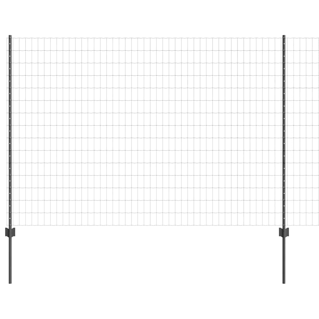 Euro Fence with Post 10 x 1.6 m PVC-Coated Steel Grey Mesh