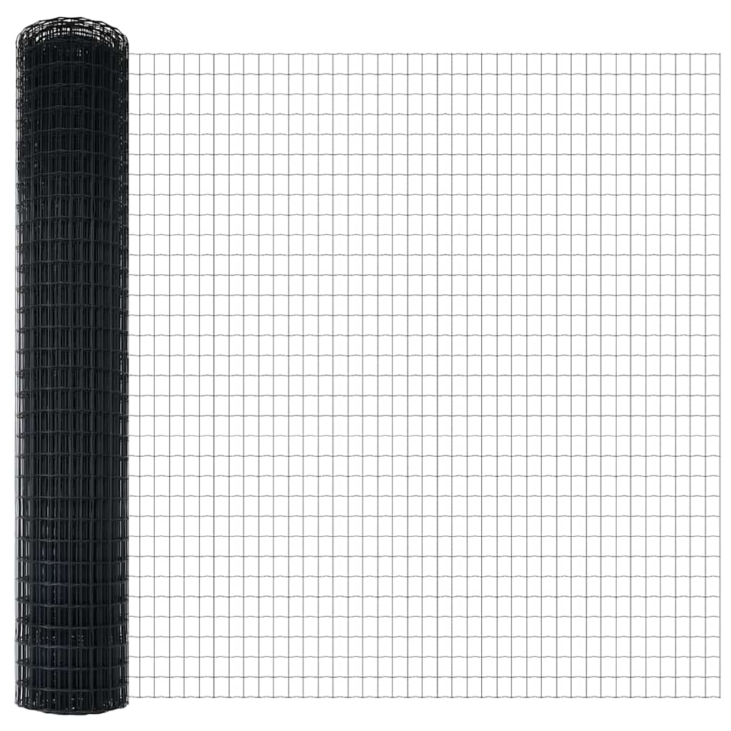 Euro Fence with Post 10 x 1.6 m PVC-Coated Steel Grey Mesh