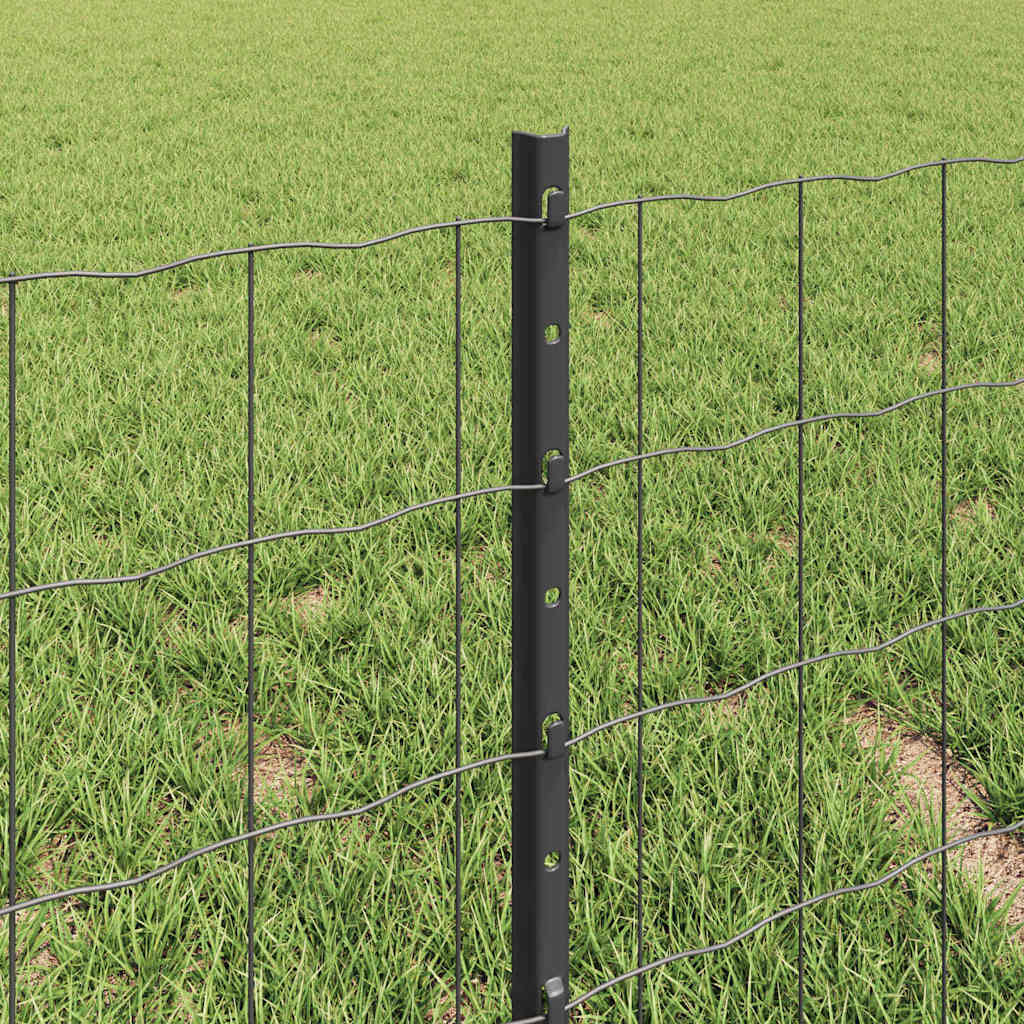 Euro Fence with Post 10 x 0.4 m PVC-Coated Steel Grey Mesh