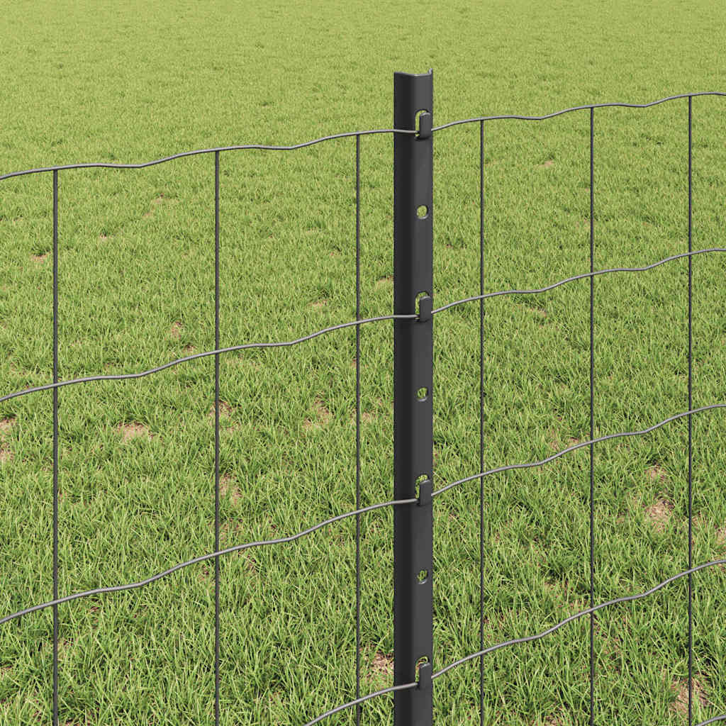 Euro Fence with Post 10 x 0.8 m PVC-Coated Steel Grey Mesh