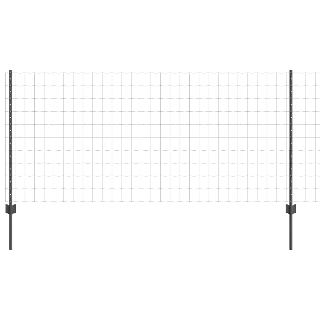 Euro Fence with Post 10 x 1 m PVC-Coated Steel Grey Mesh