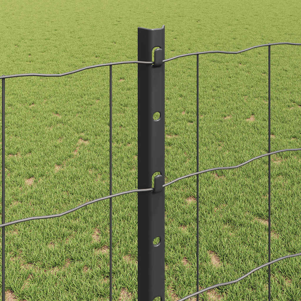 Euro Fence with Post 10 x 1.2 m PVC-Coated Steel Grey Mesh
