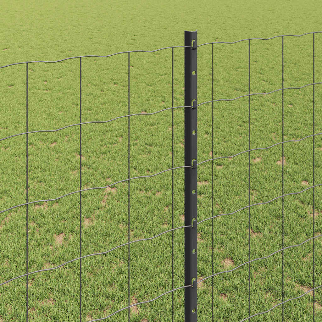 Euro Fence with Post 10 x 1.4 m PVC-Coated Steel Grey Mesh