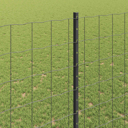 Euro Fence with Post 10 x 1.4 m PVC-Coated Steel Grey Mesh