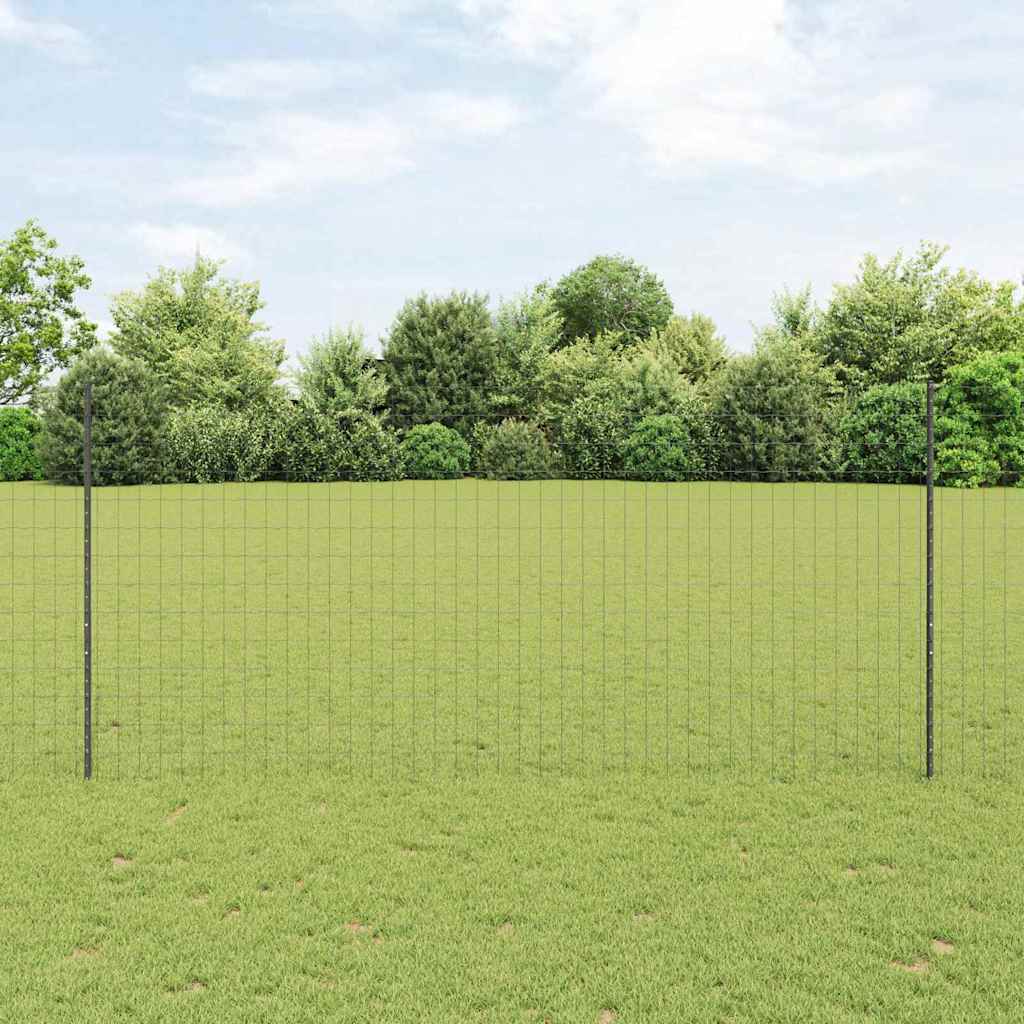 Euro Fence with Post 10 x 1.4 m PVC-Coated Steel Grey Mesh