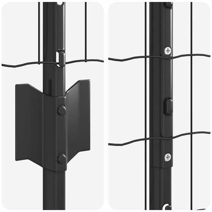 Euro Fence with Post 10 x 1.5 m PVC-Coated Steel Grey Mesh