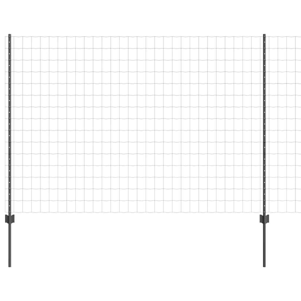 Euro Fence with Post 10 x 1.5 m PVC-Coated Steel Grey Mesh