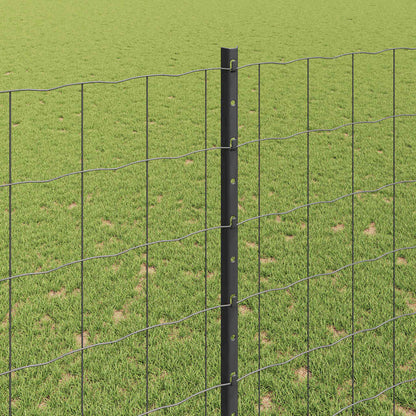 Euro Fence with Post 10 x 1.6 m PVC-Coated Steel Grey Mesh