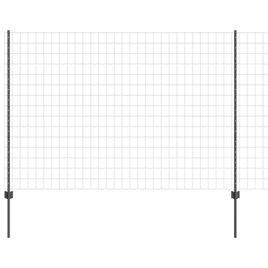 Euro Fence with Post 10 x 1.6 m PVC-Coated Steel Grey Mesh