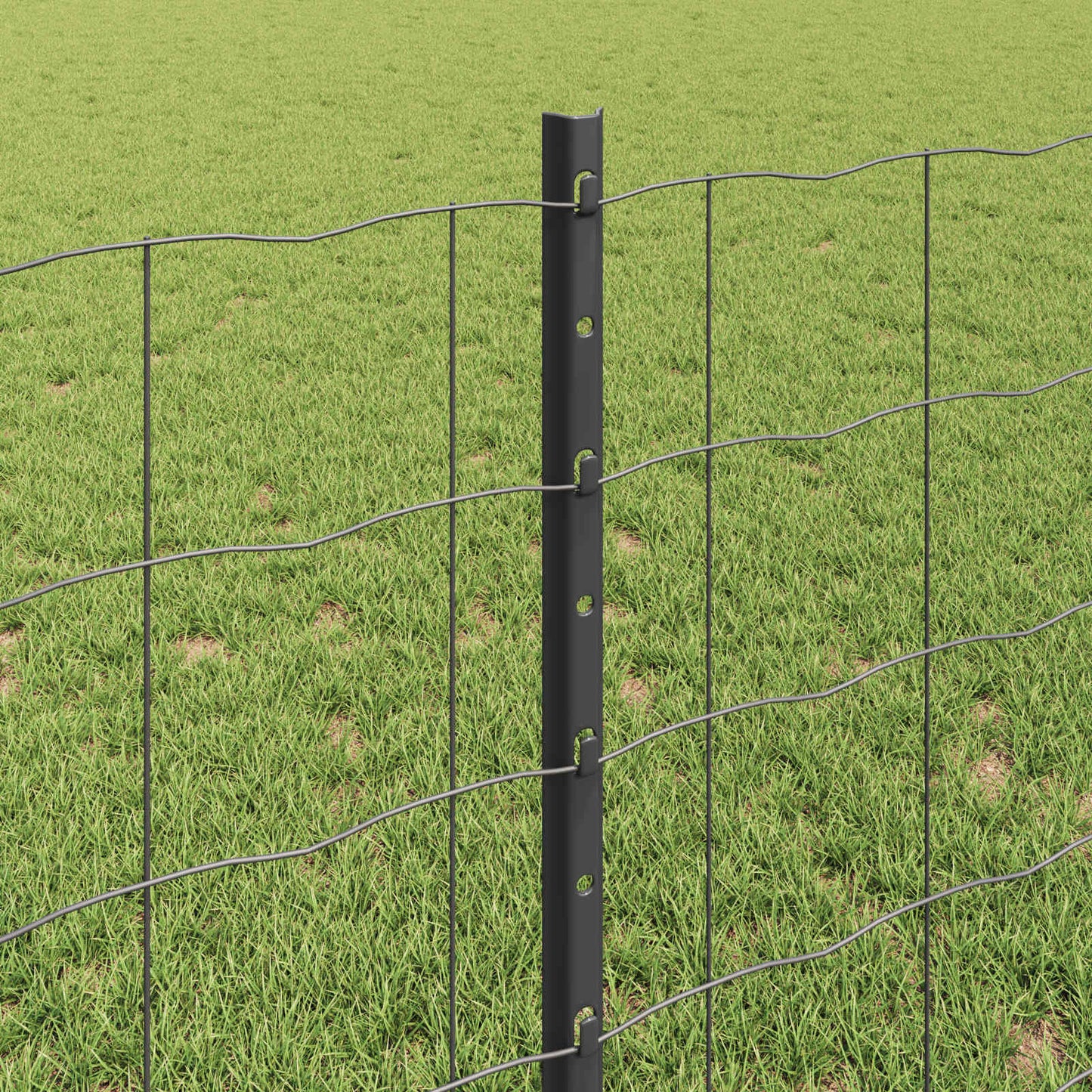 Euro Fence with Post 10 x 0.8 m PVC-Coated Steel Grey Mesh