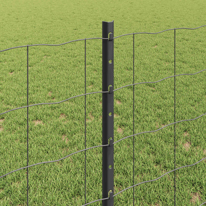 Euro Fence with Post 10 x 0.8 m PVC-Coated Steel Grey Mesh