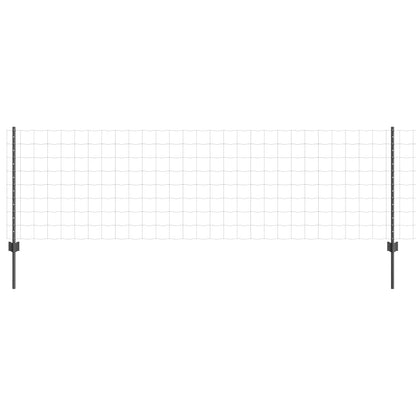 Euro Fence with Post 10 x 0.8 m PVC-Coated Steel Grey Mesh