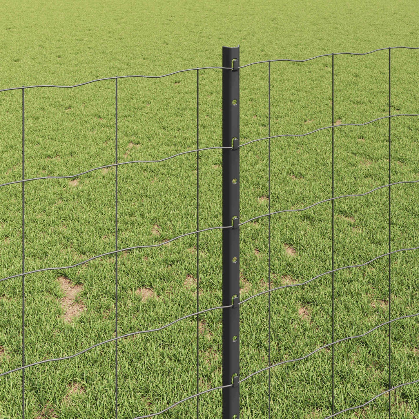 Euro Fence with Post 10 x 1 m PVC-Coated Steel Grey Mesh