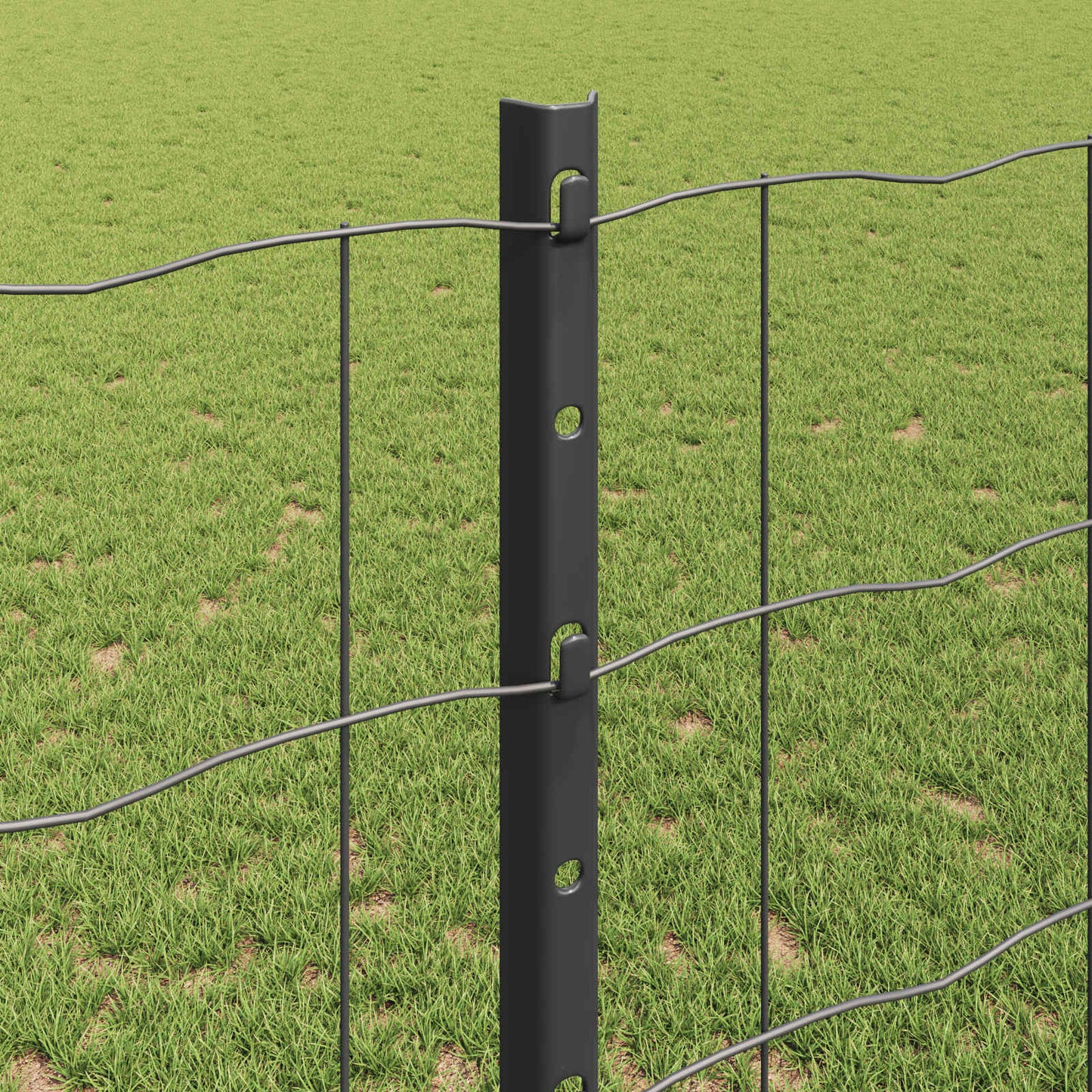 Euro Fence with Post 10 x 1.2 m PVC-Coated Steel Grey Mesh