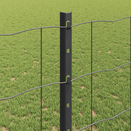 Euro Fence with Post 10 x 1.2 m PVC-Coated Steel Grey Mesh