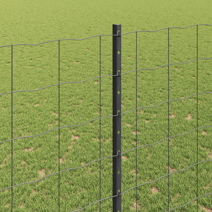 Euro Fence with Post 10 x 1.5 m PVC-Coated Steel Grey Mesh
