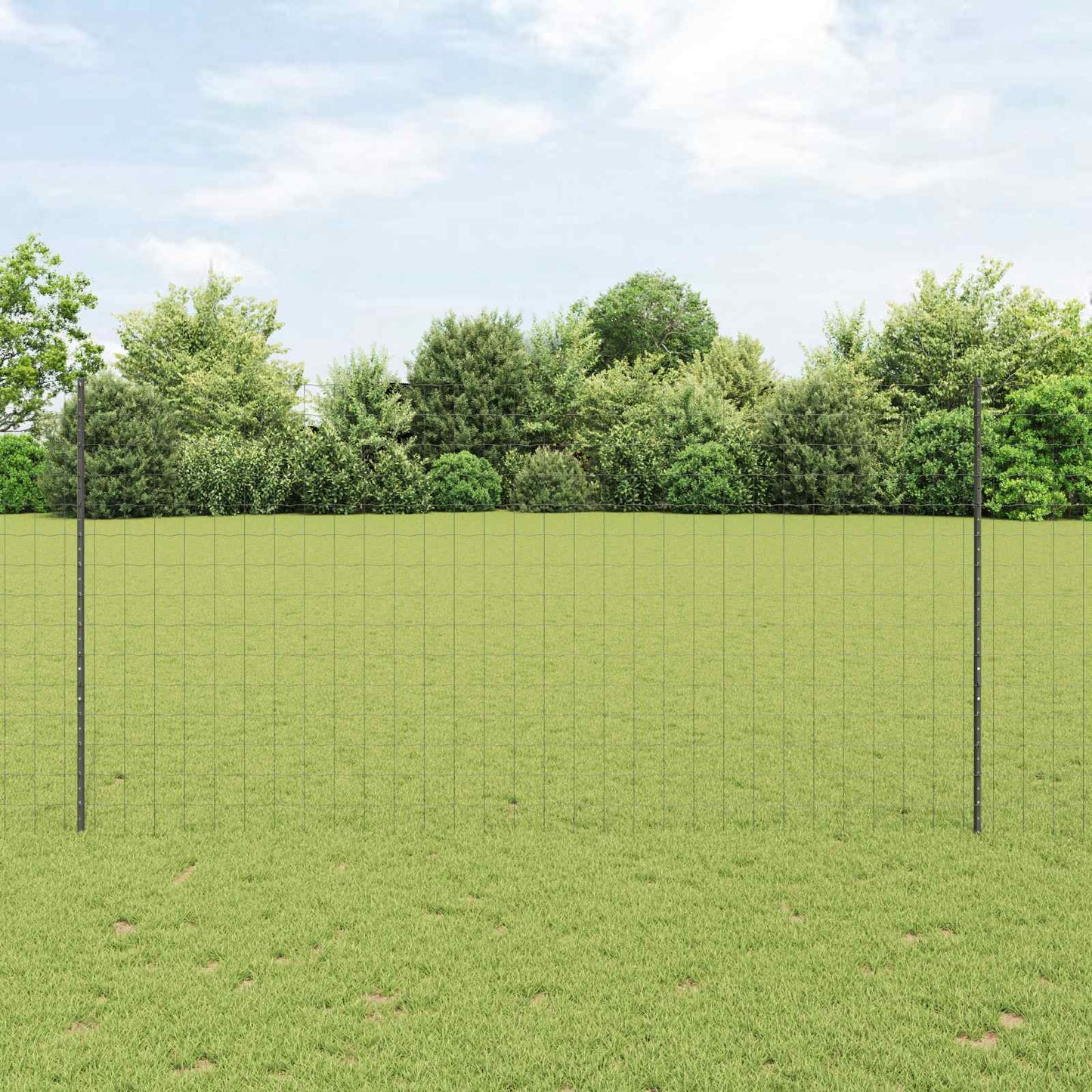 Euro Fence with Post 10 x 1.5 m PVC-Coated Steel Grey Mesh