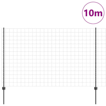 Euro Fence with Post 10 x 1.5 m PVC-Coated Steel Grey Mesh