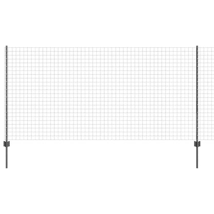 Euro Fence with Post 25 x 1.2 m PVC-Coated Steel Grey Mesh