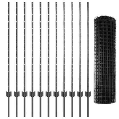 Euro Fence with Post 25 x 1.2 m PVC-Coated Steel Grey Mesh