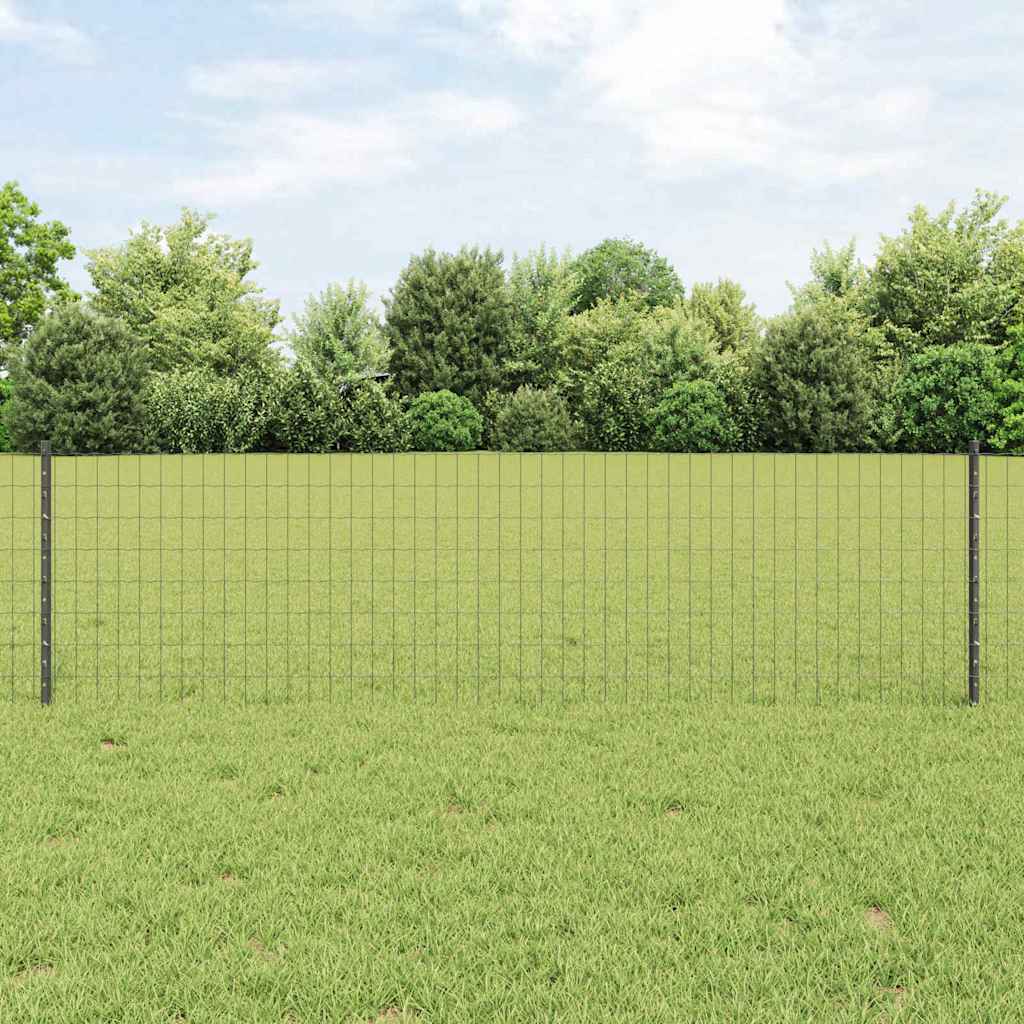 Euro Fence with Post 25 x 0.6 m PVC-Coated Steel Grey Mesh