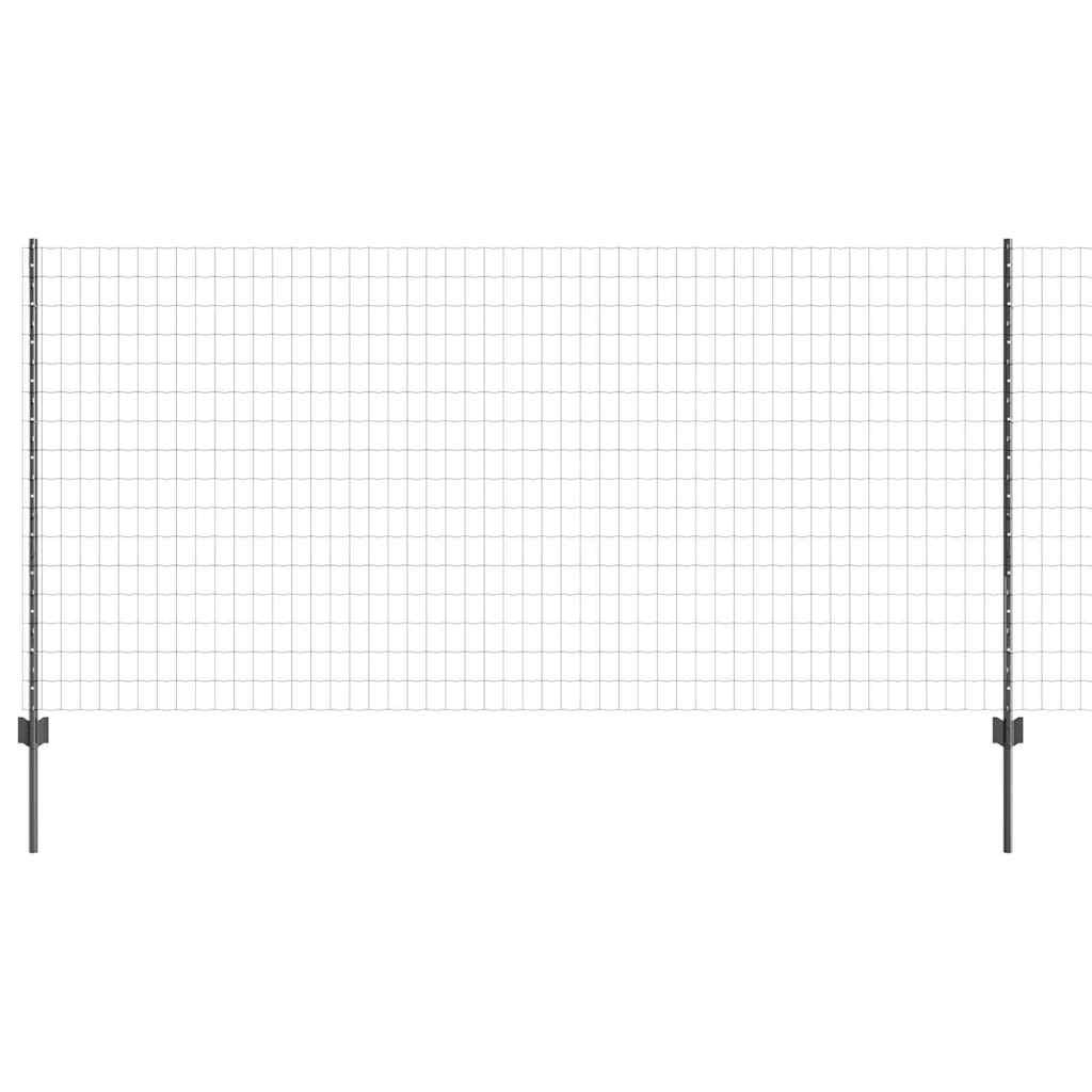 Euro Fence with Post 25 x 1.2 m PVC-Coated Steel Grey Mesh
