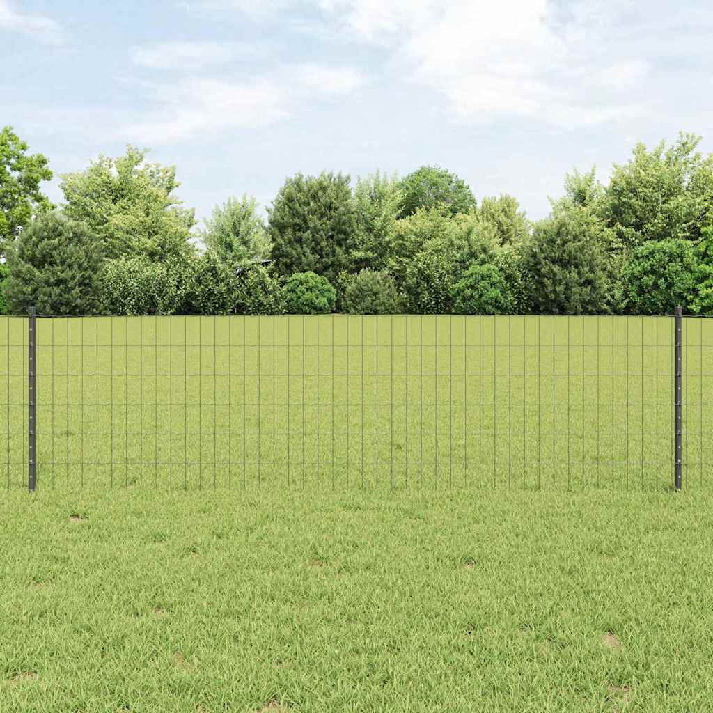 Euro Fence with Post 25 x 0.6 m PVC-Coated Steel Grey Mesh