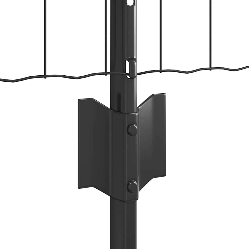 Euro Fence with Post 25 x 0.8 m PVC-Coated Steel Grey Mesh