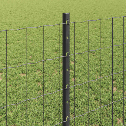 Euro Fence with Post 25 x 0.8 m PVC-Coated Steel Grey Mesh