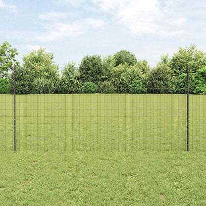 Euro Fence with Post 25 x 1.2 m PVC-Coated Steel Grey Mesh