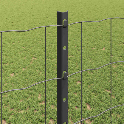Euro Fence with Post 25 x 1.2 m PVC-Coated Steel Grey Mesh