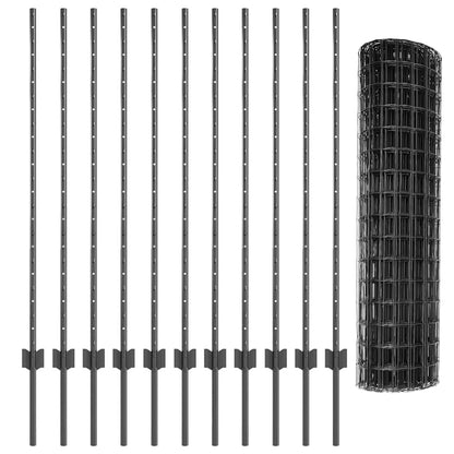 Euro Fence with Post 25 x 1.2 m PVC-Coated Steel Grey Mesh